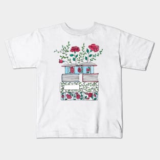 Blooming Stack of Books Kids T-Shirt